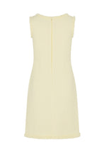 画像をギャラリービューアに読み込む, Frayed Sleeveless Tweed Shift Dress - Pale Yellow