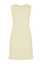画像をギャラリービューアに読み込む, Frayed Sleeveless Tweed Shift Dress - Pale Yellow