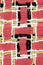 Load image into Gallery viewer, A-Line Grosgrain-Trimmed Couture Tweed Dress with Sleeves - Hot Orange/Black/White/Gold