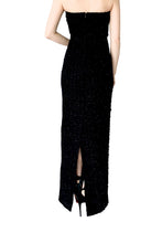 Load image into Gallery viewer, Strapless Full Length Evening Dress - Black Couture Tweed Dress