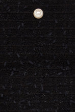 Load image into Gallery viewer, Strapless Full Length Evening Dress - Black Couture Tweed Dress with Pearl