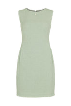 画像をギャラリービューアに読み込む, Frayed Sleeveless Tweed Shift Dress - Light Dusty Green
